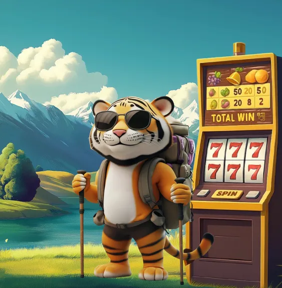 Tiger mascot with slot machine